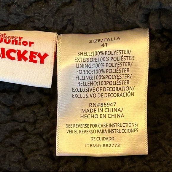 Disney Mickey Mouse Kids Fleece Lined Zipper Hoodie - Gray and Black Size 4T - Picture 6 of 7